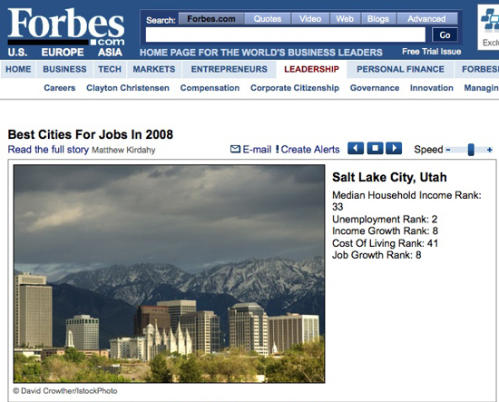 Forbes.com Salt Lake City Stock Image