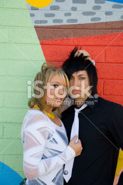 Teenage Couple Posing for Pictures