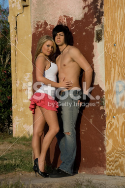 Hot young teenage couple hugging