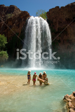 stock-photo-3545451-beautiful-young-women-in-front-of-havasu-falls