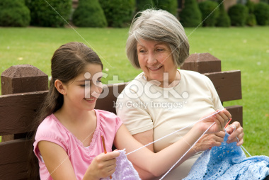 Learning How to Knit From Her Grandmother